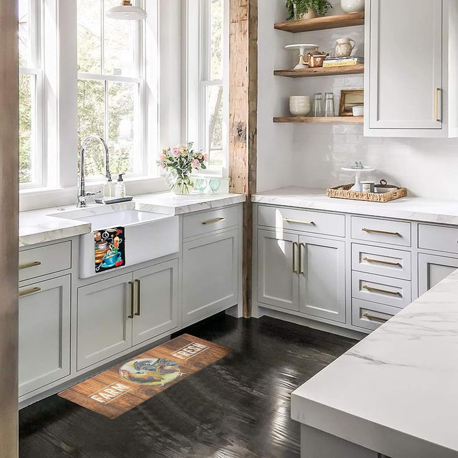 Artistic Beautiful anti Fatigue Kitchen Floor Mat - Unique Floor Mats - Pain Relief Padded Kitchen Mats - Floor Mats in Front of Sink - Memory Foam 47" X 17.5" X 10Mm Rooster