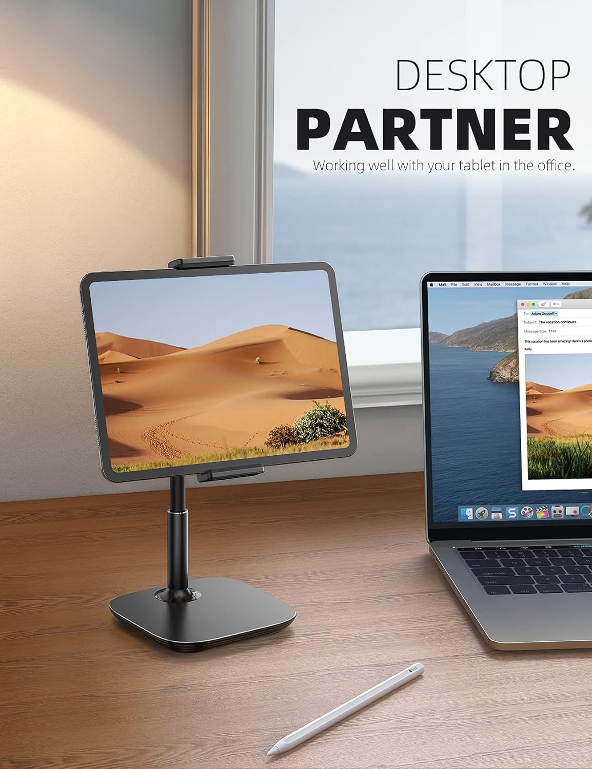 Tablet Stand Holder, Gooseneck Tablet Mount - 2.5Lb Heavy Duty Base Adjustable Desktop Stand with 360 Degree Rotating for 4.7-13" Tablets, Ipad Pro 12.9 Air Mini, Fire, Kindle, Tabs, Black