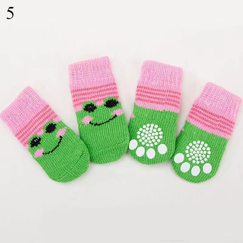 Christmas Cute Dog Knitted Socks for Small Dogs Cat Shoes Chihuahua Boots for Winter Warm Indoor Wear Slip on Paw Protector