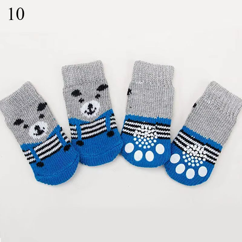 Christmas Cute Dog Knitted Socks for Small Dogs Cat Shoes Chihuahua Boots for Winter Warm Indoor Wear Slip on Paw Protector