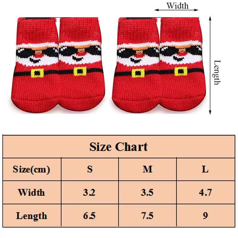Christmas Cute Dog Knitted Socks for Small Dogs Cat Shoes Chihuahua Boots for Winter Warm Indoor Wear Slip on Paw Protector